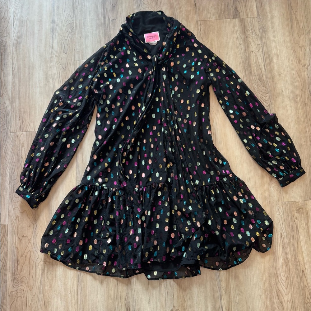 Kate Spade Black Dress with Multicolor Dots